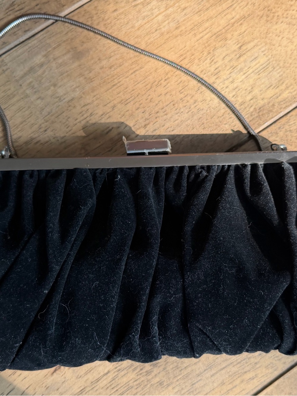 Vintage Mary Kay Black Velvet Evening Clutch with Metal Frame